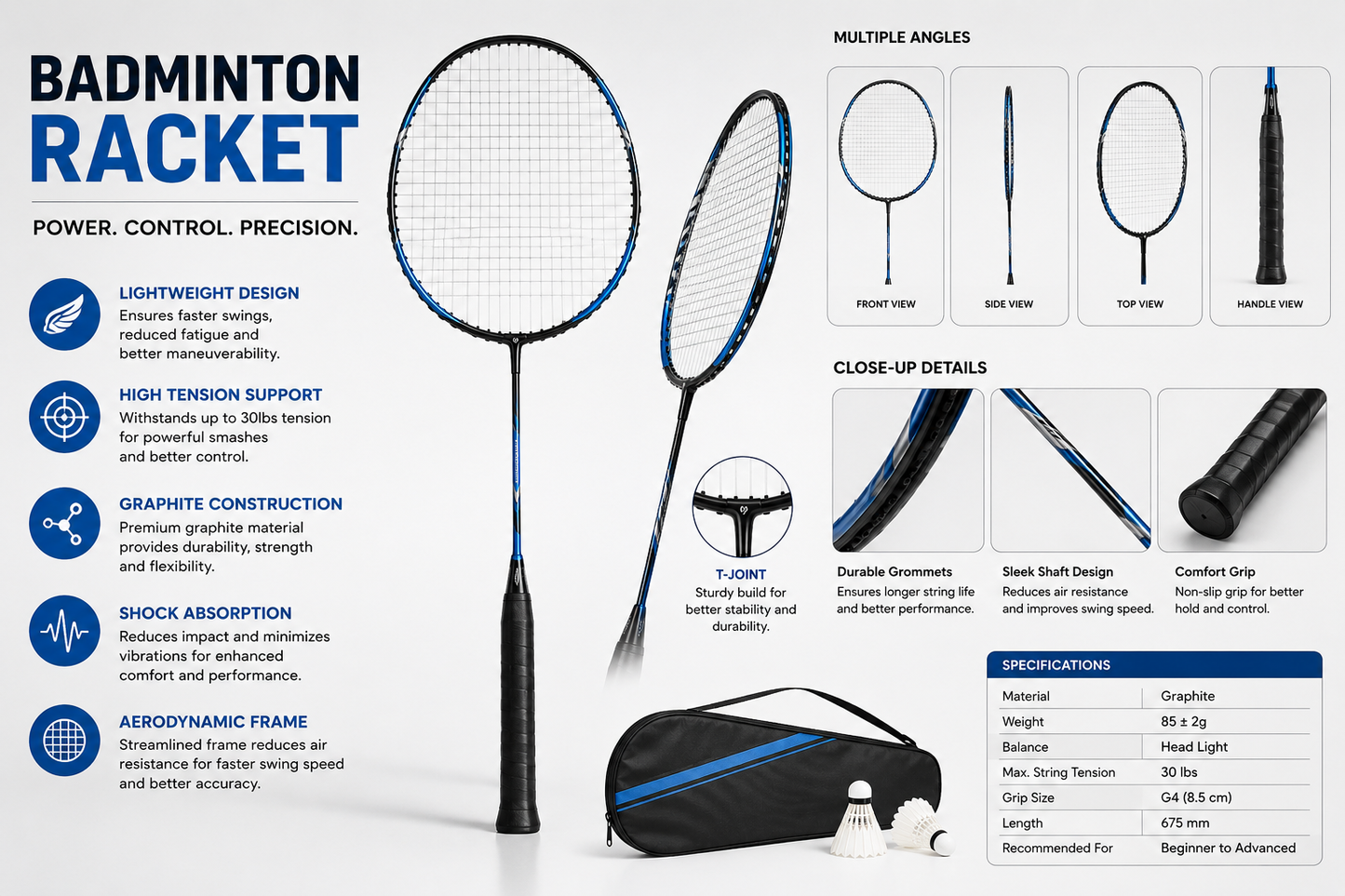 Lightweight Badminton Racket for Beginners & Training by Altivoindia