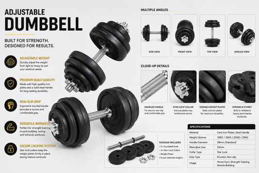 Adjustable Dumbbells Set for Home Gym Workouts by Altivoindia